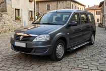 Renault Logan MCV 2005–2013 Sidosteg Sunrise (2 st, aluminium) foto 1