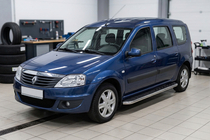 Renault Logan MCV 2005–2013 Sidosteg Maydos V1 (2 st, aluminium / rostfritt) foto 1