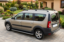 Renault Logan MCV 2005–2013 Sidosteg Tayga Grey (2 st, aluminium) foto 1