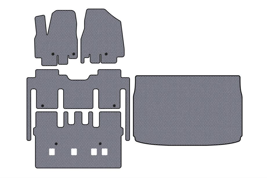 Kia Sedona 2014–2020 Carsuit gummimattor (komplett kupé, 8-sits, grå) Foto 1