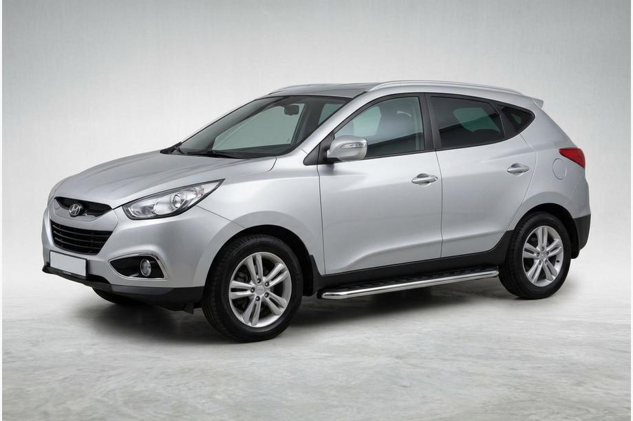 Hyundai IX-35 2010–2015 Sidosteg Maydos V1 (2 st, aluminium ↗ rostfritt stål) Image