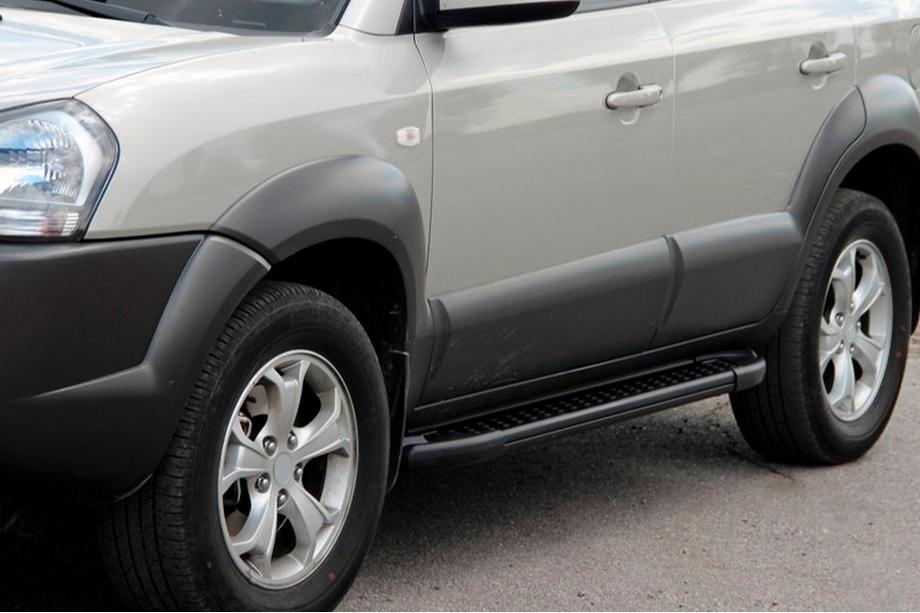 Hyundai Tucson JM 2004– Sidosteg Allmond Black (2 st, aluminium) Foto 1