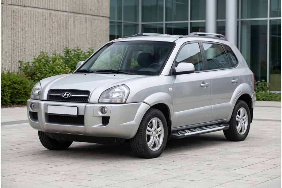 Hyundai Tucson JM 2004– Sidosteg Sunrise (2 st, aluminium) Foto 1