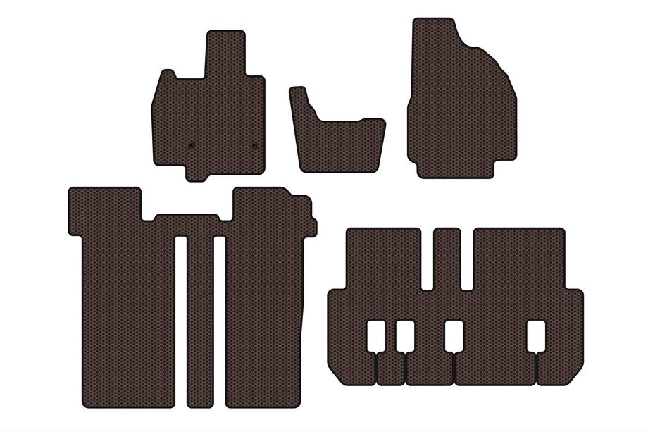 Toyota Previa 2006–2019 Gummimattor Carsuit (3 rader, 6-sits, brun) Foto 1