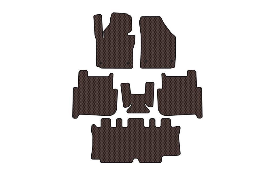 Volkswagen Touran 2003–2010 Gummimattor Carsuit (3 rader, 2006-2010, 7-sits, brun) Image