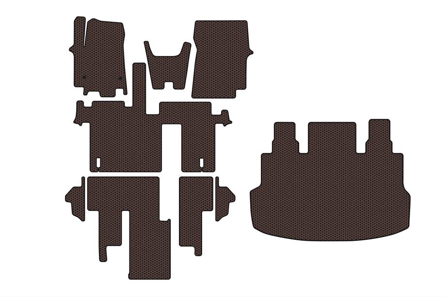 Hyundai Staria 2021– Carsuit gummimattor (komplett kupéset, 1+1,5/9-sits, brun) Image
