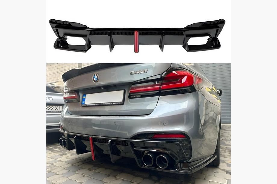 BMW 5-serien G30/G31 2017–2023 Bakre diffuser med avgasändrörstips BMP-Style (för M-Sport/M5 F90) Foto 1