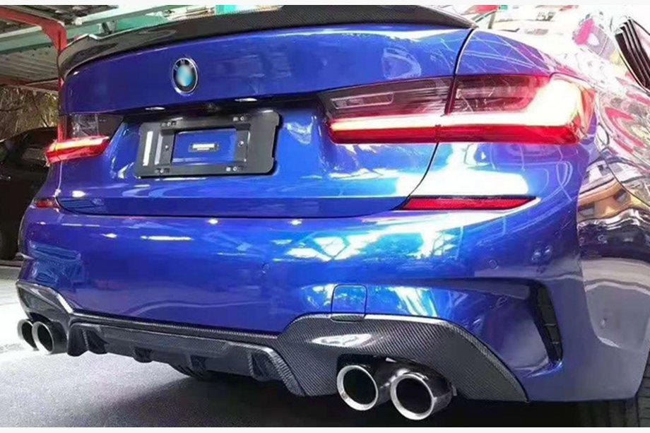 BMW 3-serien G20/G21 2018– Bakre stötfångardiffusor (för M-Sport 2018-2022, för rektangulära avgasutblås, ABS) Image