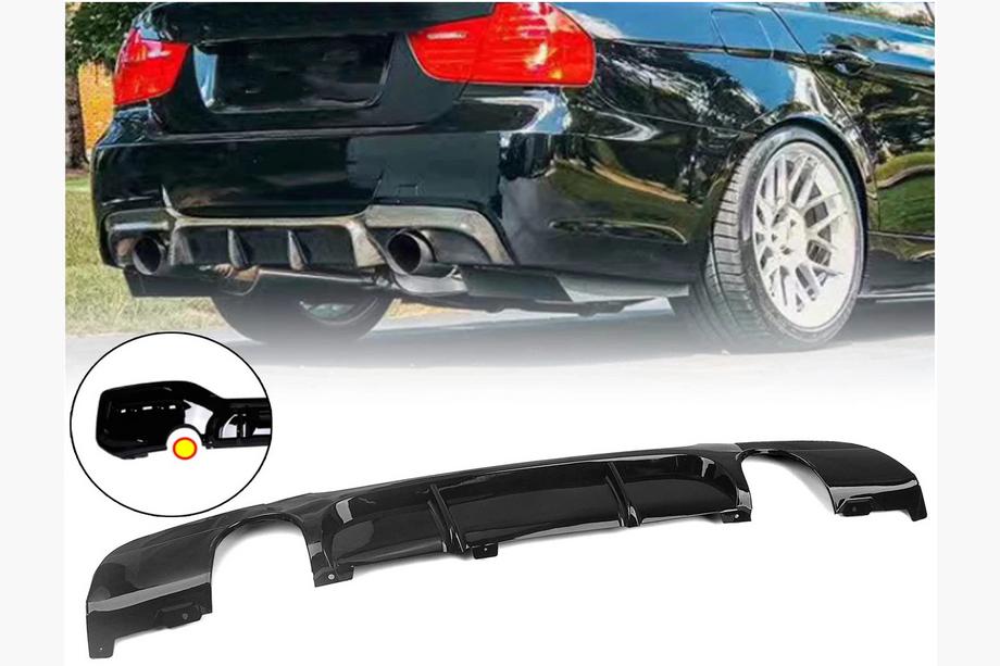 BMW 3-serie E90/E91 2005–2011 Bakre stötfångardiffusor för dubbelsidig enkel utblås (för M-Sport, ABS) Foto 1