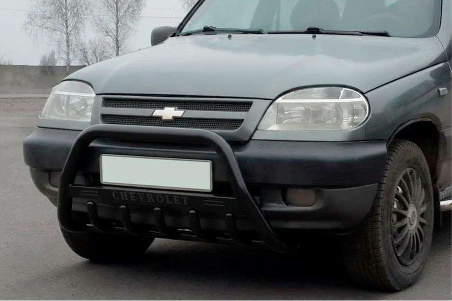 Chevrolet Niva 1998–2020 Frontbåge WT004 Black (rostfritt stål) Image