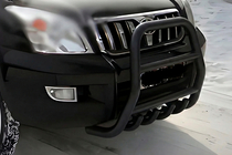 Toyota Land Cruiser Prado 120 2002–2009 Hög frontbåge Black (rostfritt stål) foto 1