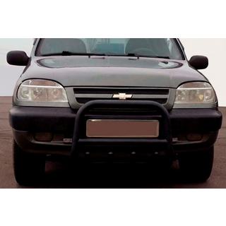Frontbåge QT006 Black (rostfritt stål) Chevrolet Niva 1998–2020