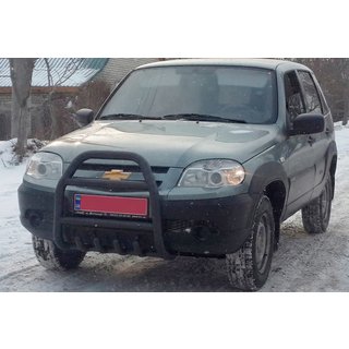 Kängurubåge QT007 Black (rostfritt stål) Chevrolet Niva 1998–2020 foto 1