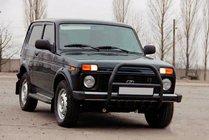 Lada Niva och Urban 1977– Frontbåge (bullbar) QT007 Black (rostfritt stål) foto 5