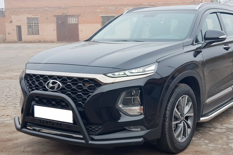 Hyundai Santa Fe 4 2018–2023 Bullbar med "mustasch" WT006 Black (rostfritt stål) Image