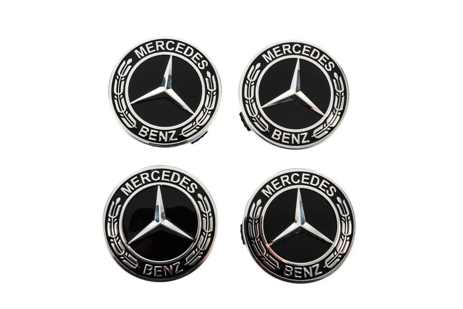 Mercedes-Benz Navkåpor till fälgar 71/75 mm utan ring (4 st, svarta V5) Image