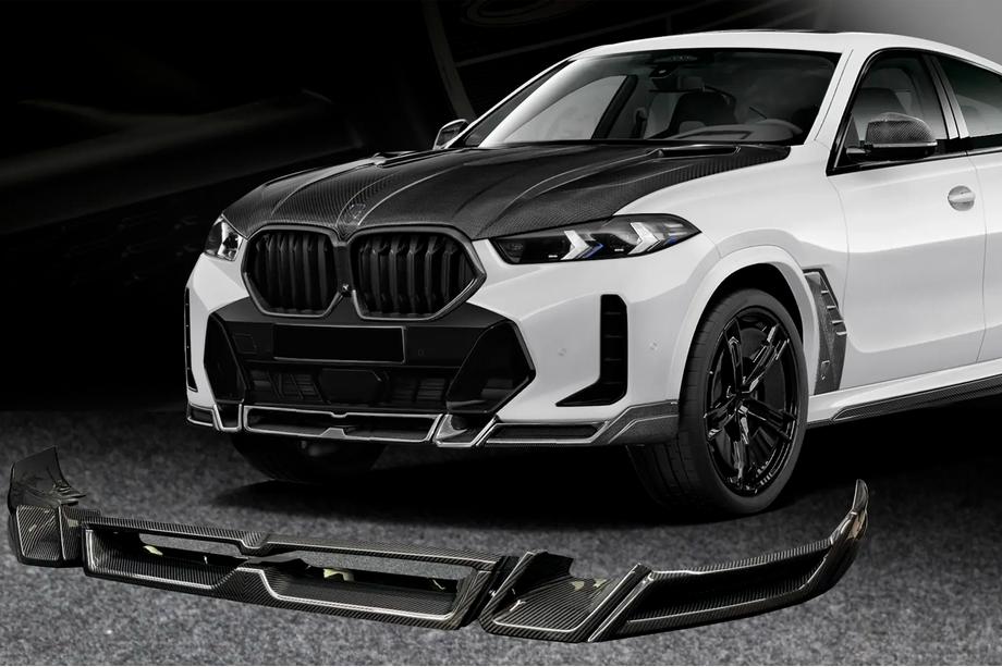 BMW X6 G06 2019–2027 Frontläpp Lip LRT till främre stötfångare (för M-Sport 2023+, kolfiber) Image