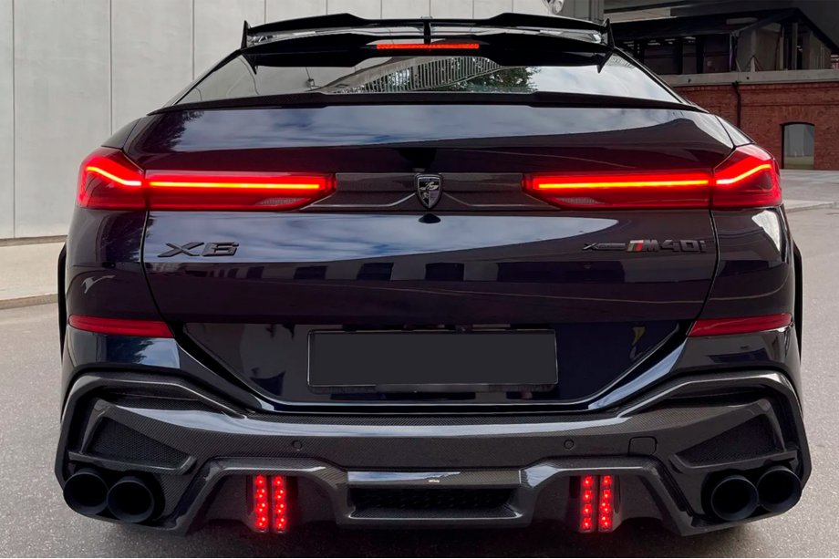 BMW X6 G06 2019–2027 Bakre stötfångardiffusor med LRT avgasändrör (för M-Sport 2023+, Carbon) Image