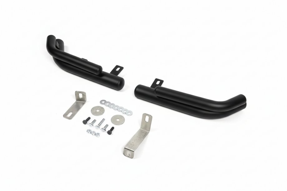 Hyundai Santa Fe 2 2006–2012 Bakre dubbla hörnbågar AK003-Подвійний Black (rostfritt stål) Image