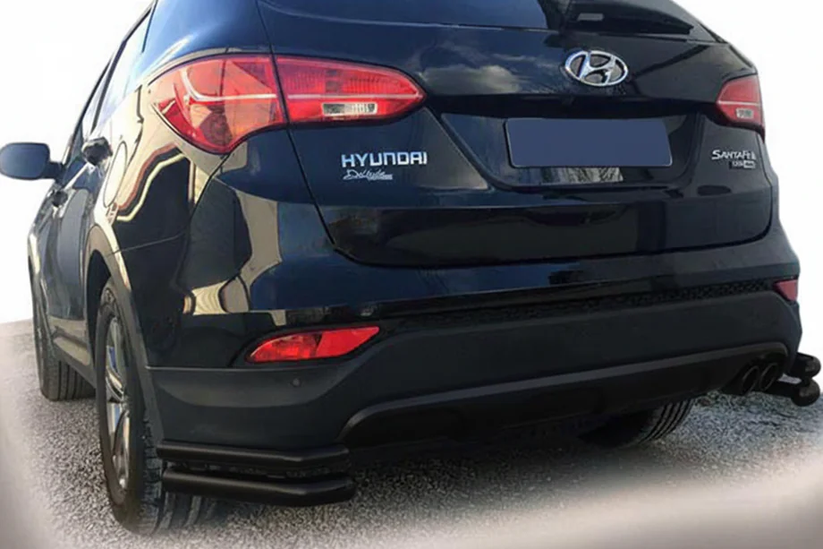 Hyundai Santa Fe 3 2012–2018 Bakre hörnbågar AK-003-Double Black (rostfritt stål) Image