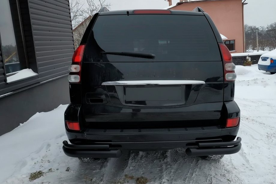Toyota Land Cruiser Prado 120 2002–2009 Bakre dubbla hörnbågar AK003-2 Black (2 st., rostfritt stål) Foto 2