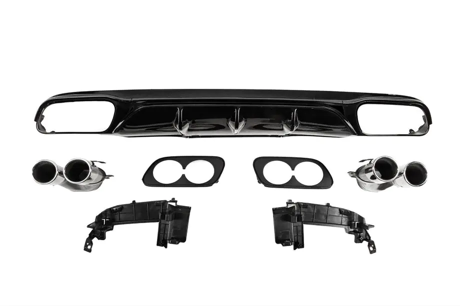 Mercedes E-klass W213 2016–2023 Bakre diffuser med avgasändrör E53-Design Silver (för Base) Image