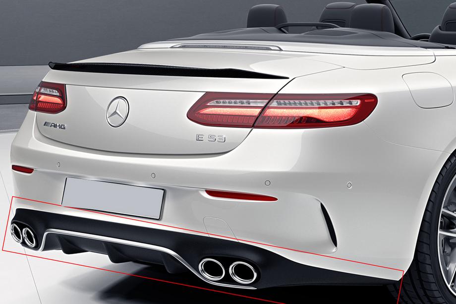 Mercedes E-class coupé C238 2016–2024 Bakre diffusor Black med Chrome ändrör (AMG53-design) Image