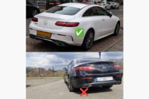 Mercedes E-class coupé C238 2016–2024 Bakre diffuser Black med Chrome ändrör (AMG63-design) foto 5