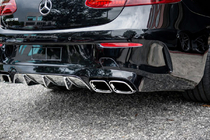 Mercedes E-class coupé C238 2016–2024 Bakre diffuser Black med Chrome ändrör (AMG63-design) foto 1
