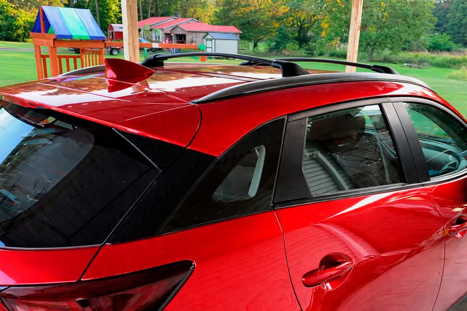 Mazda CX-3 2015– Takräcke (lastbågar) för integrerade takrails OEM (2 st) Svart Foto 2