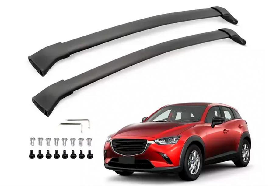 Mazda CX-3 2015– Takräcke (lastbågar) för integrerade takrails OEM (2 st) Svart Foto 3