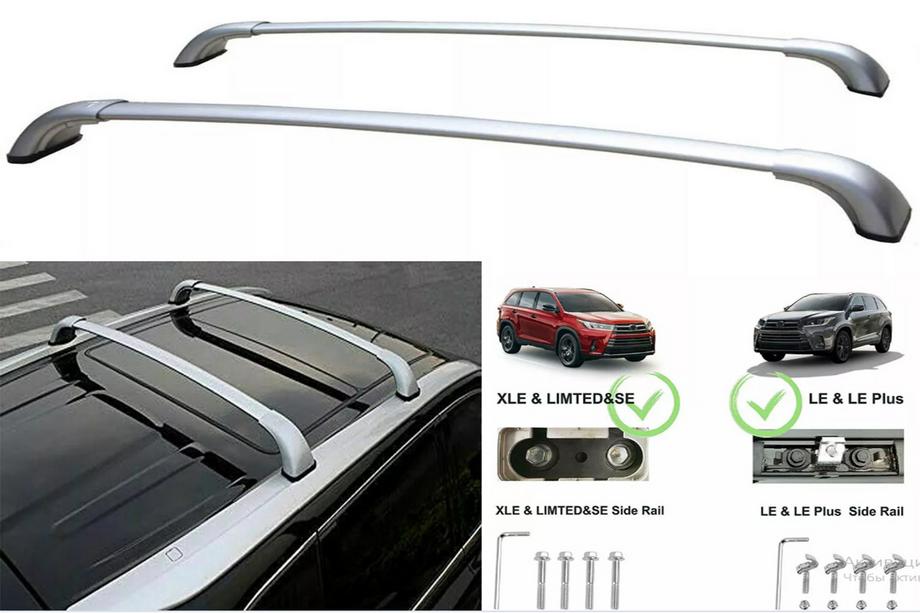 Toyota Highlander 2013–2019 Takräcke (lastbågar) för integrerade takrails OEM (2 st) Grå Foto 9