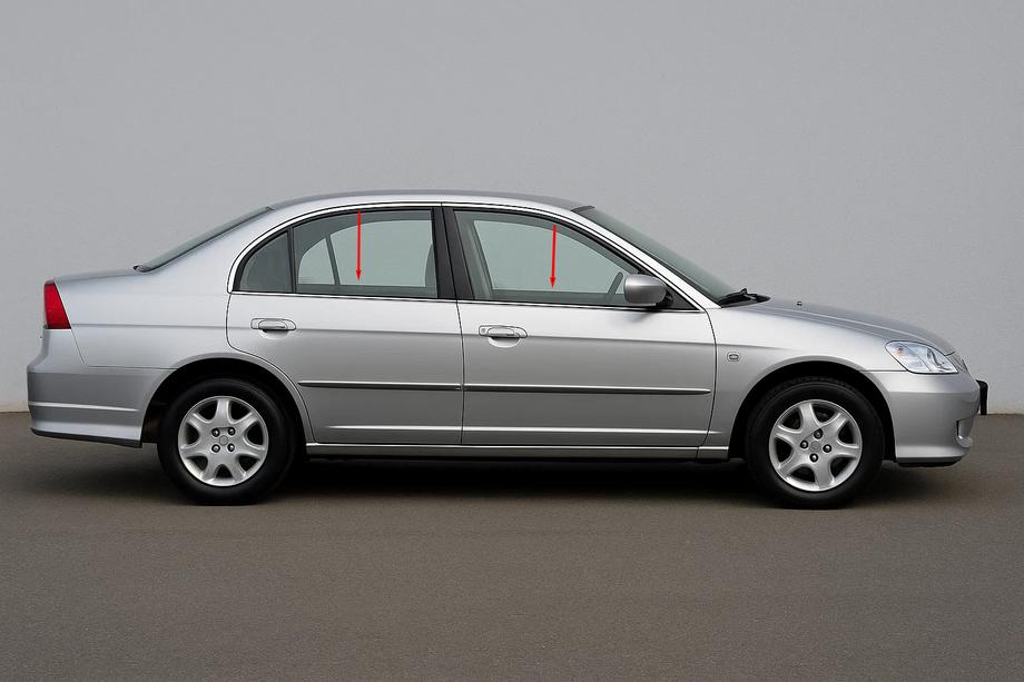 Honda Civic Sedan VII 2001–2006 Yttre fönsterlister (4 st, rostfritt stål) OmsaLine – italienskt rostfritt stål Image