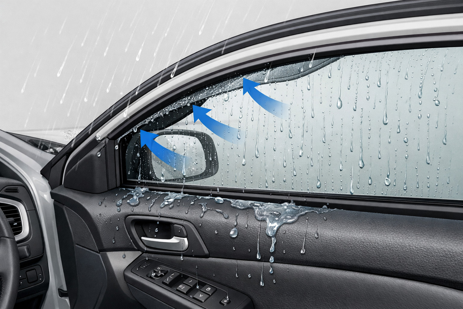 Regn kommer in i kupén när rutan står på glänt: Vad gör du?