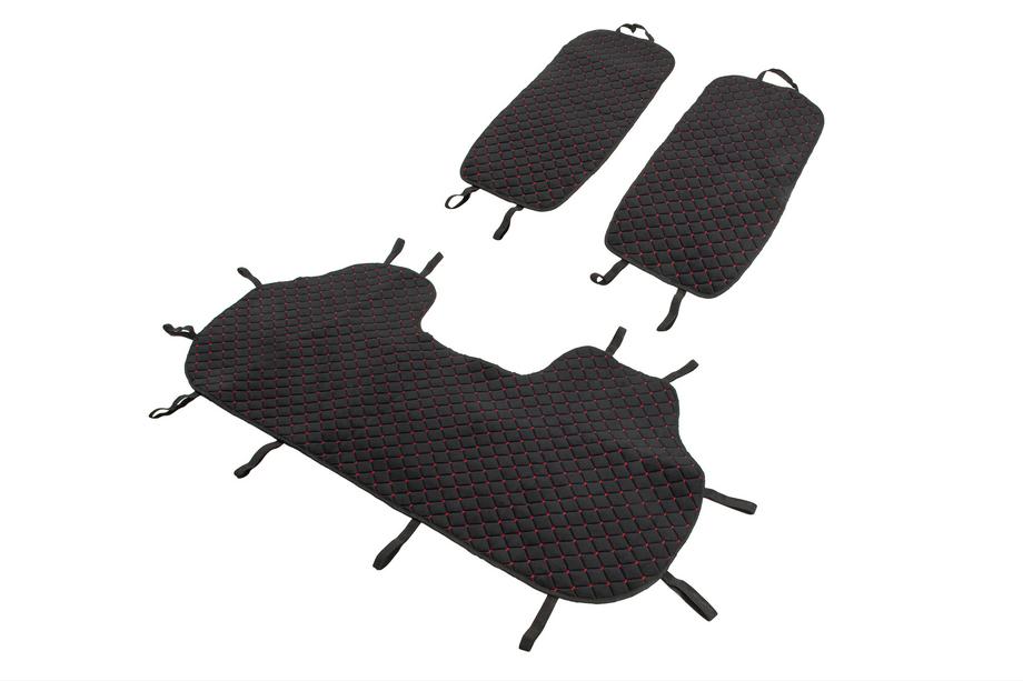 Sätesskydd för baksäte Velour (set, svart med röd söm) Foto 4
