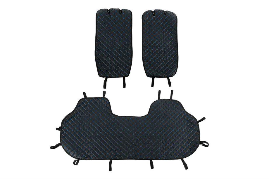 Sätesöverdrag för baksäte i velour (set, svart med blå söm) Image