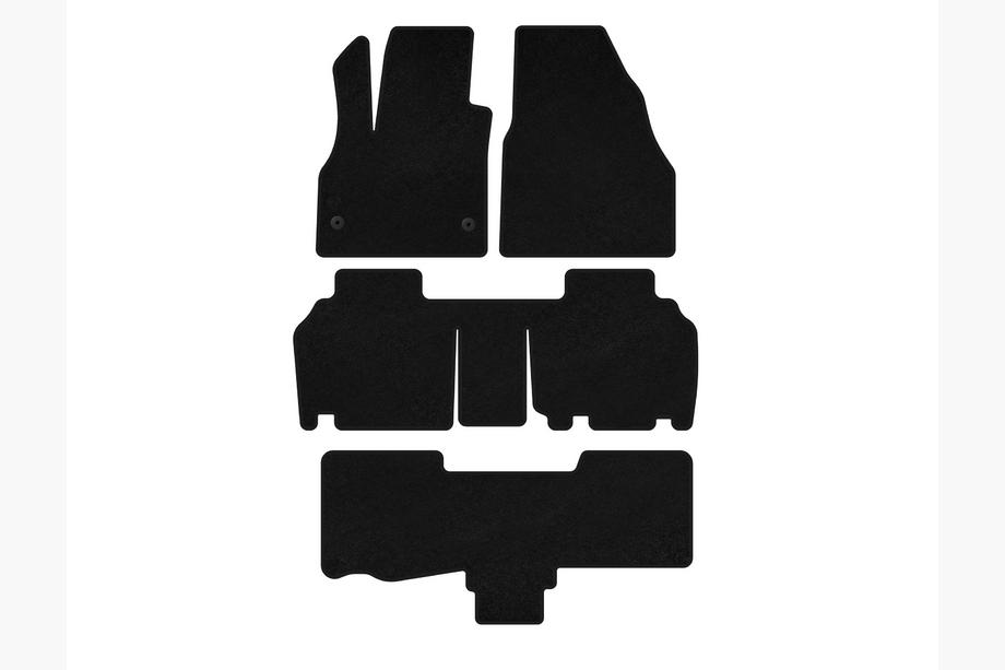 Renault Kangoo 2008–2020 Deluxe textilmattor (3 rader, 5-dörrars/7-sits, svarta) Image