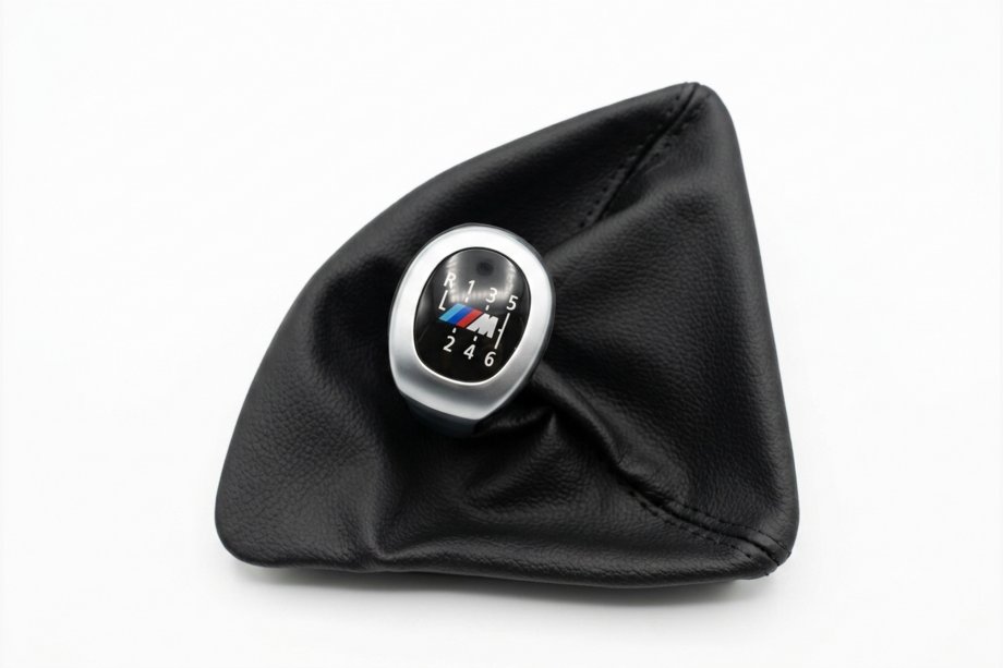 BMW 1-serie E81/E82/E87/E88 2004–2011 Växelspaksdamask + växelknopp OEM V2 (konstläder) Image