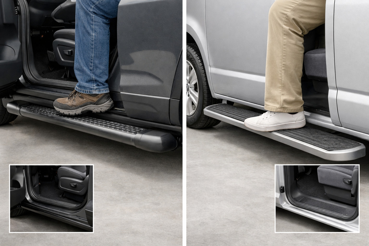 Sidosteg till SUV eller skåpbil: skillnaden i bekvämlighet