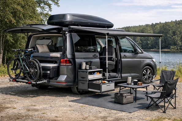 Vad ska du montera på Volkswagen Caravelle T7 för familjeresor och kupéombyggnad