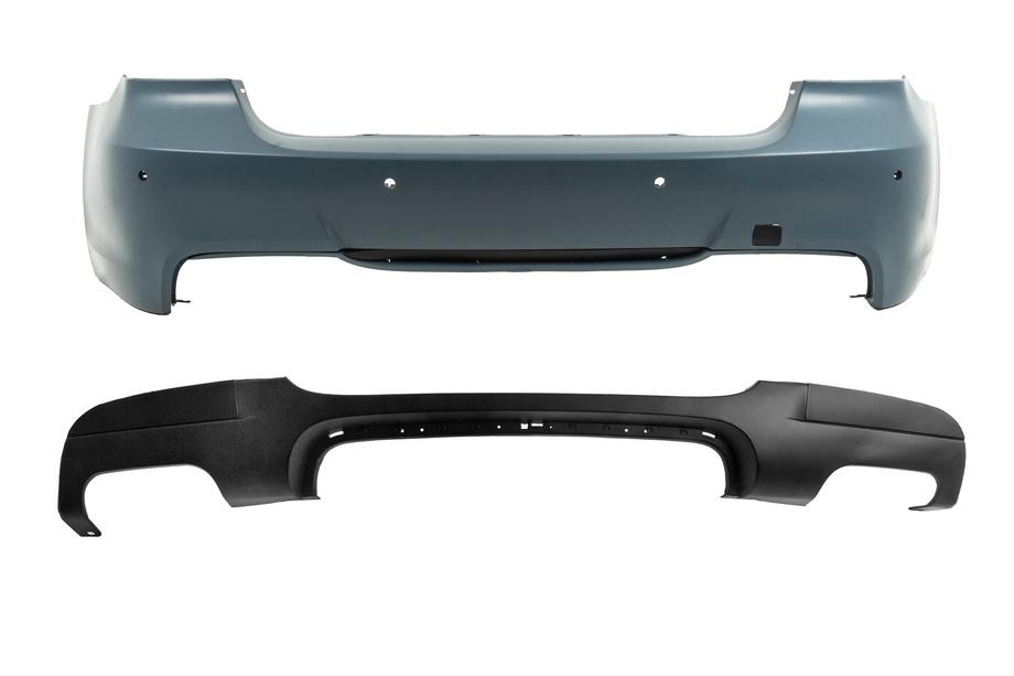 BMW 3-serie E90/E91 2005–2011 Bakre stötfångare med diffuser för dubbla avgasutblås (på båda sidor) M-Sport (för E90 2008-2011) Foto 1