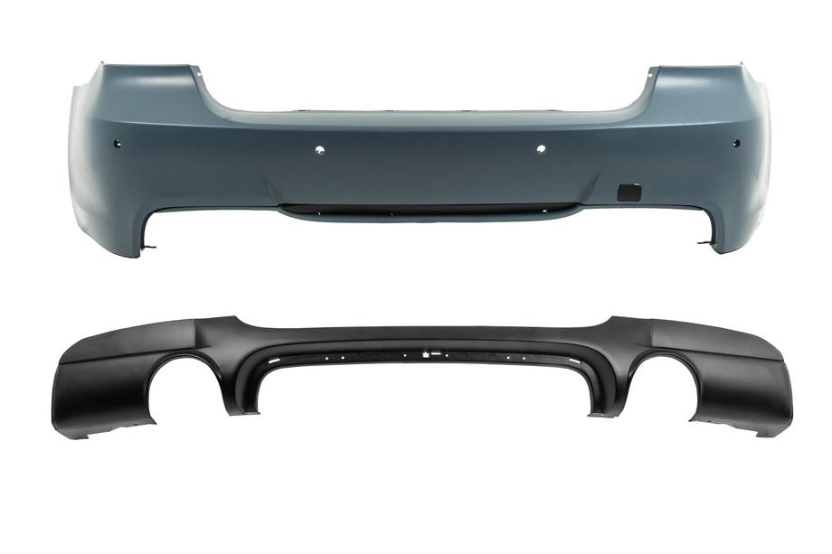 BMW 3-serie E90/E91 2005–2011 Bakre stötfångare med diffuser för enkel avgasanläggning med utgång på båda sidor M-Sport (för E90 2008-2011) Foto 1