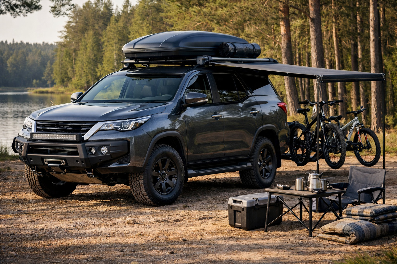 Vad ska du montera på Toyota Fortuner efter köpet: familj och natur