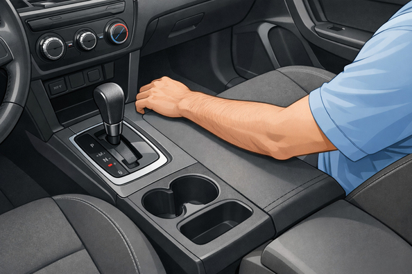 Vad gör du om bilen saknar ett bekvämt stöd för höger arm