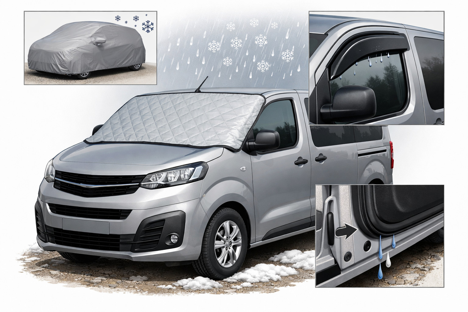 Så skyddar du Opel Vivaro 2019+ mot damm, snö och nederbörd vid utomhusparkering