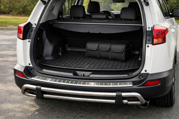 Vad du kan montera på Toyota RAV4 2013–2018 för bagageutrymme och skydd av bakre stötfångaren