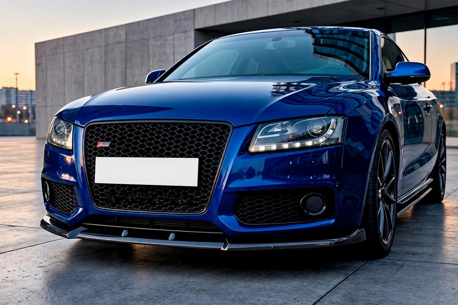 Audi A5 2007–2015 Frontläpp till stötfångare Lip DPT V2 (för S-Line, 2007-2011, blanksvart) Image
