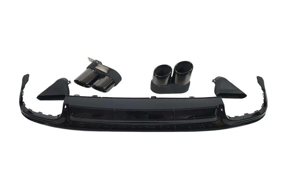 Audi A6 C8 2018–2025 Bakre diffuser med avgasändrör S-Style Black (för S / S-Line) Image