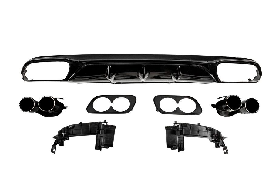 Mercedes E-klass W213 2016–2023 Bakre diffuser med avgasändrör E53-Design Black (för Base) Image