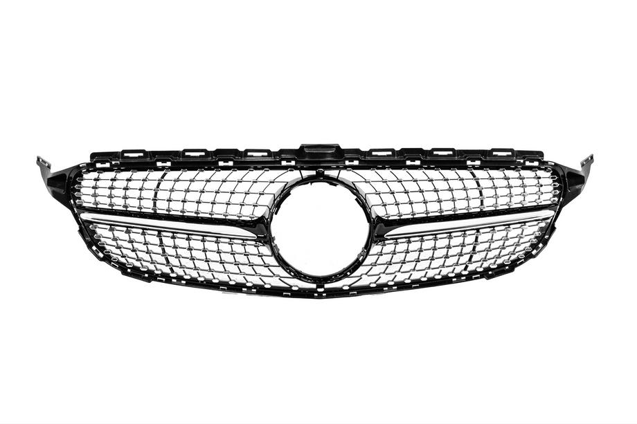 Mercedes C-class W205 2014–2021 Frontgrill Diamond Black (för Avantgarde/AMG-Line/C43 AMG) 2014-2021, utan kamera Foto 1